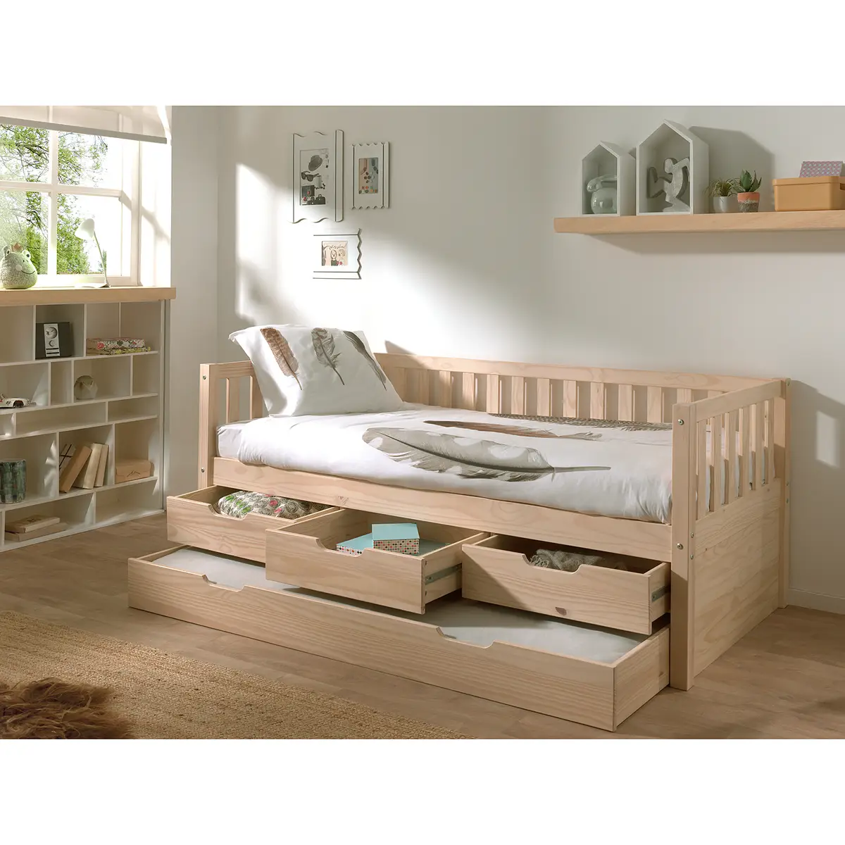 Kojenbett inkl. Bettschublade 90 x 200cm | Beige