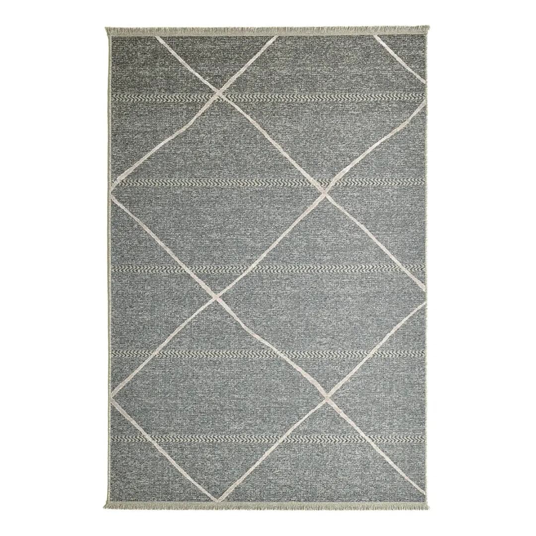 Kurzflorteppich Braderup Grau/Anthrazit 60 x 100cm Wolle | Grau