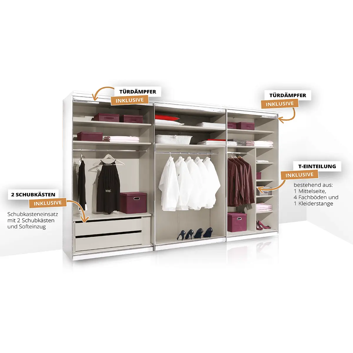 Schwebetürenschrank Sinfonie Plus Typ A 280 x 240cm | Braun