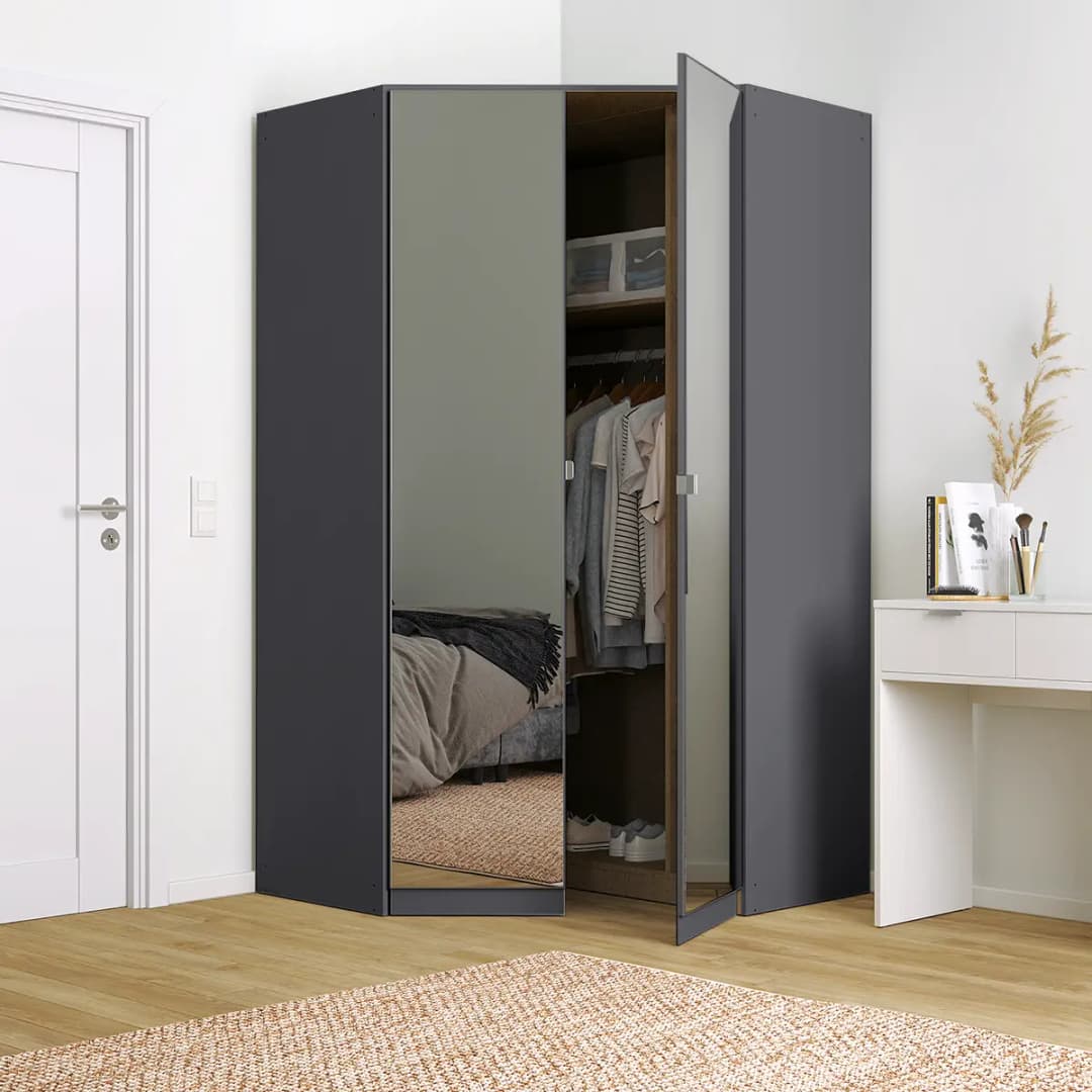 Eckschrank II 210cm Grau/Graumetallic | Grau