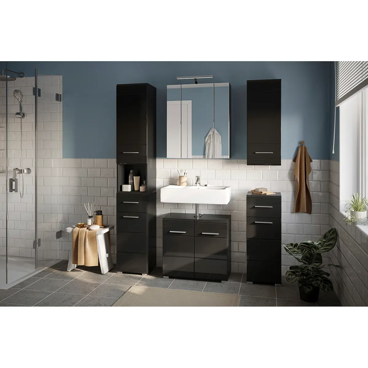 Badezimmerset Collie | Schwarz