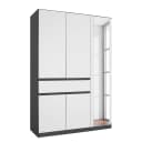 Drehtürenschrank 136cm Weiß/Alpinweiß/Graumetallic | Weiß