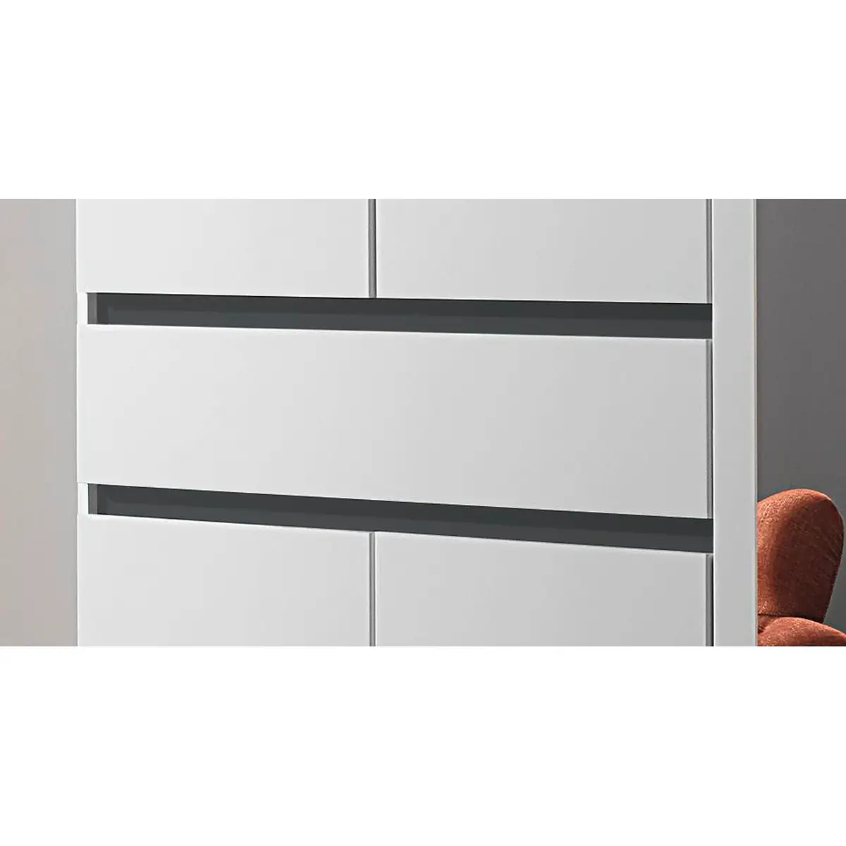 Drehtürenschrank 136cm Weiß/Alpinweiß/Graumetallic | Weiß