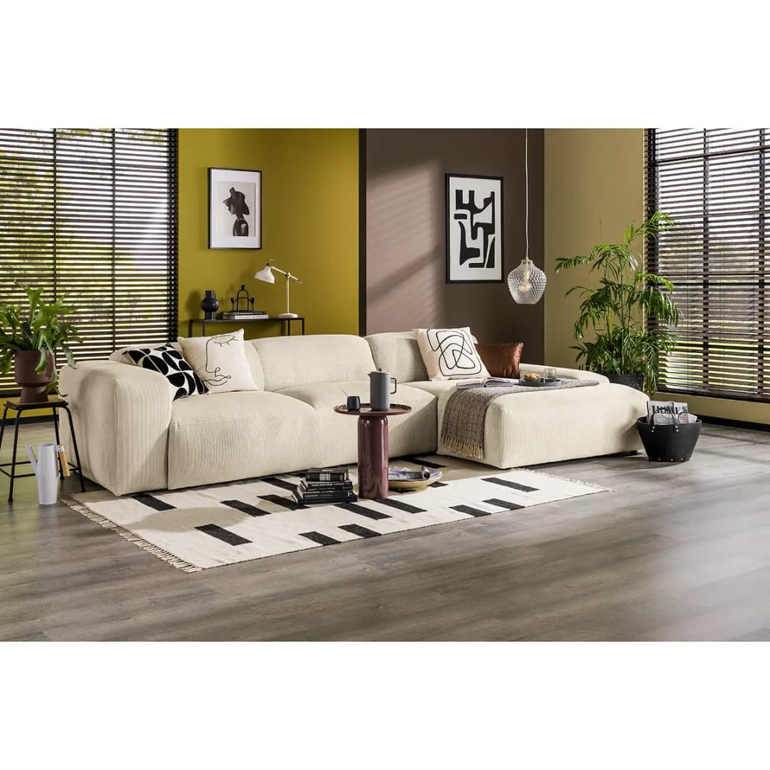 Ecksofa 3-Sitzer mit Longchair | Beige