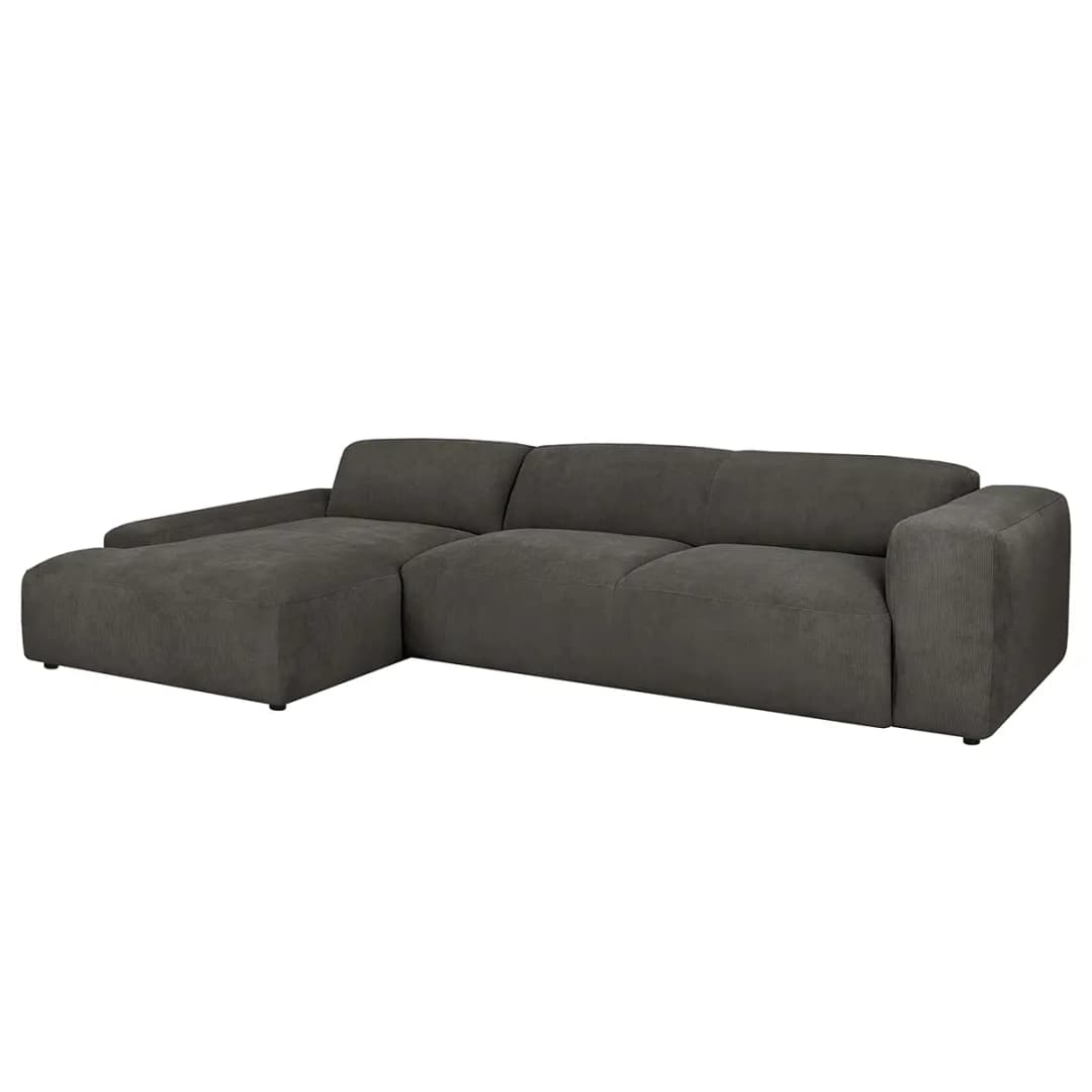 Ecksofa 3-Sitzer mit Longchair Licia | Schwarz