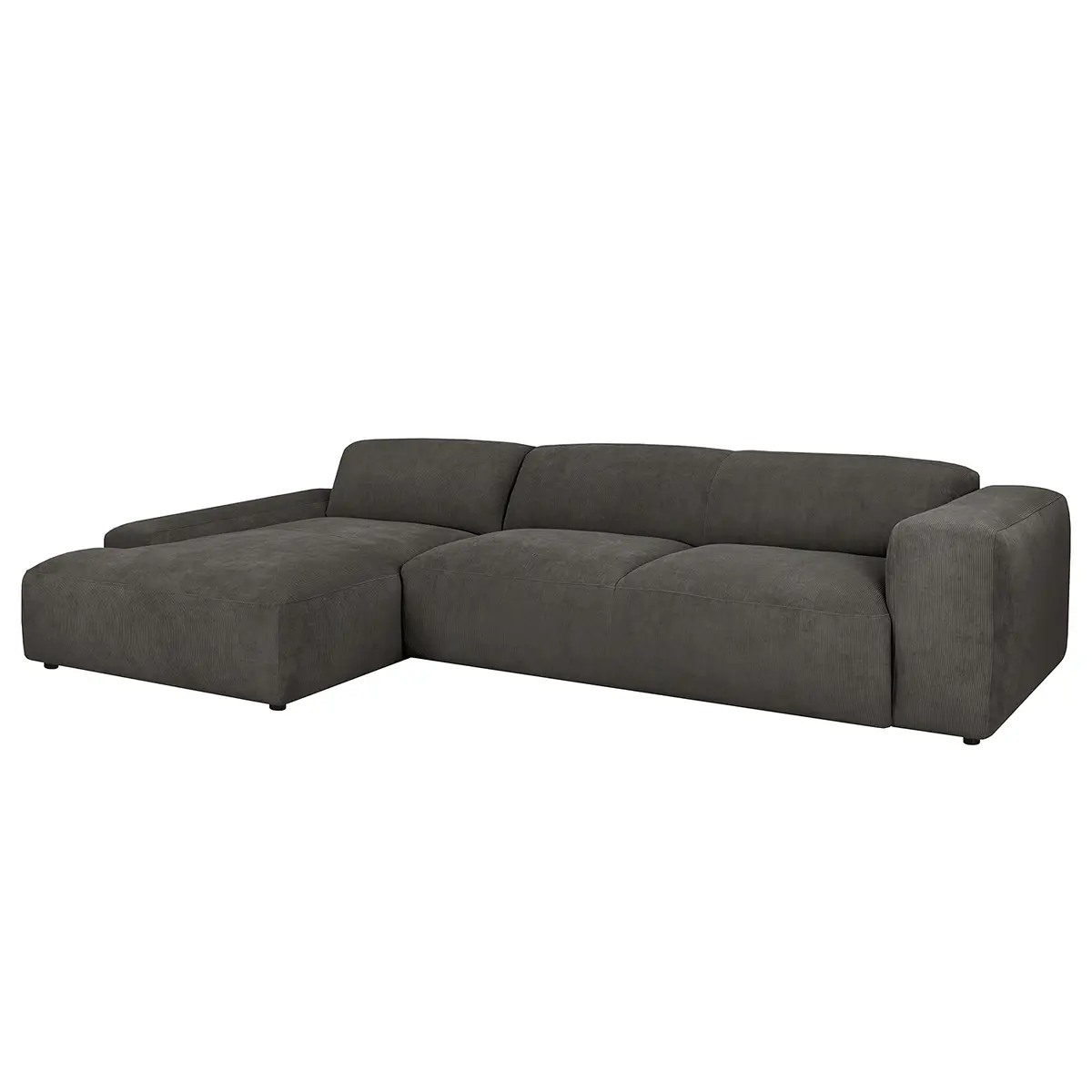 Ecksofa 3-Sitzer mit Longchair Licia | Schwarz