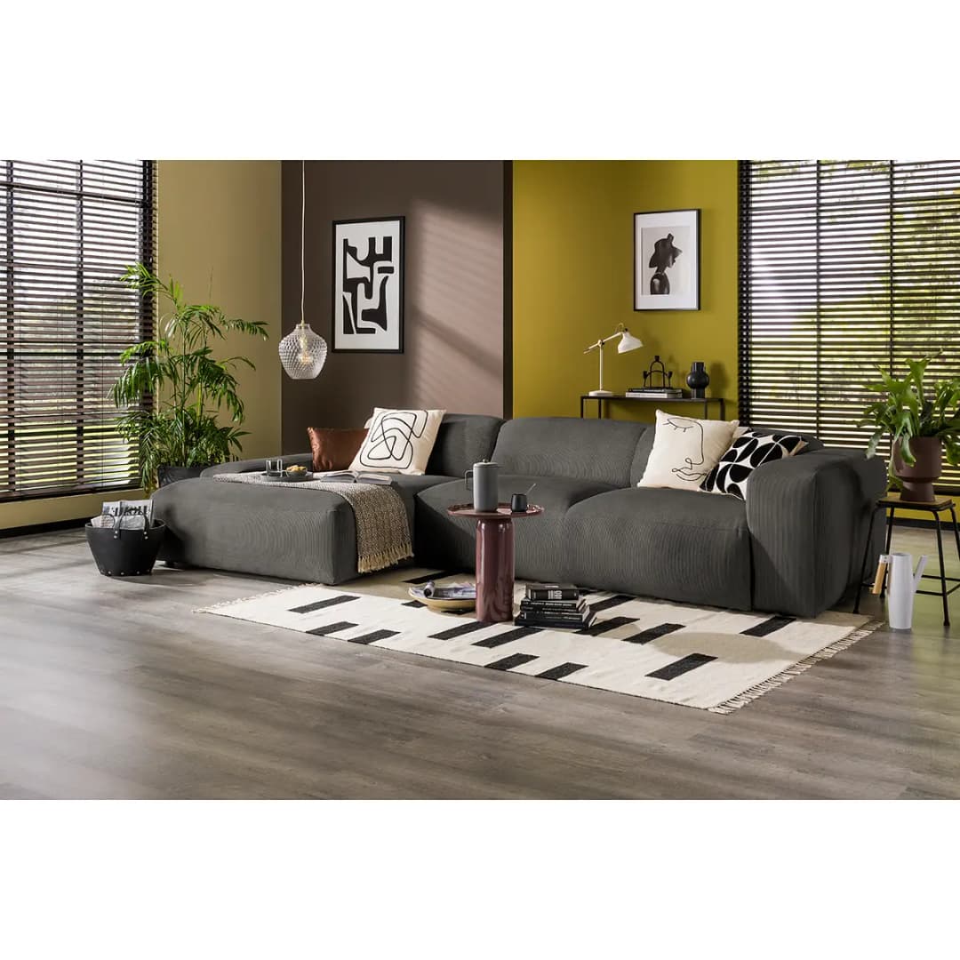 Ecksofa 3-Sitzer mit Longchair Licia | Schwarz