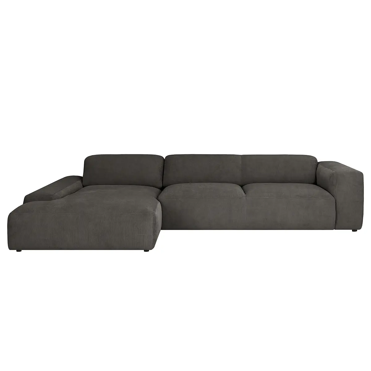 Ecksofa 3-Sitzer mit Longchair Licia | Schwarz