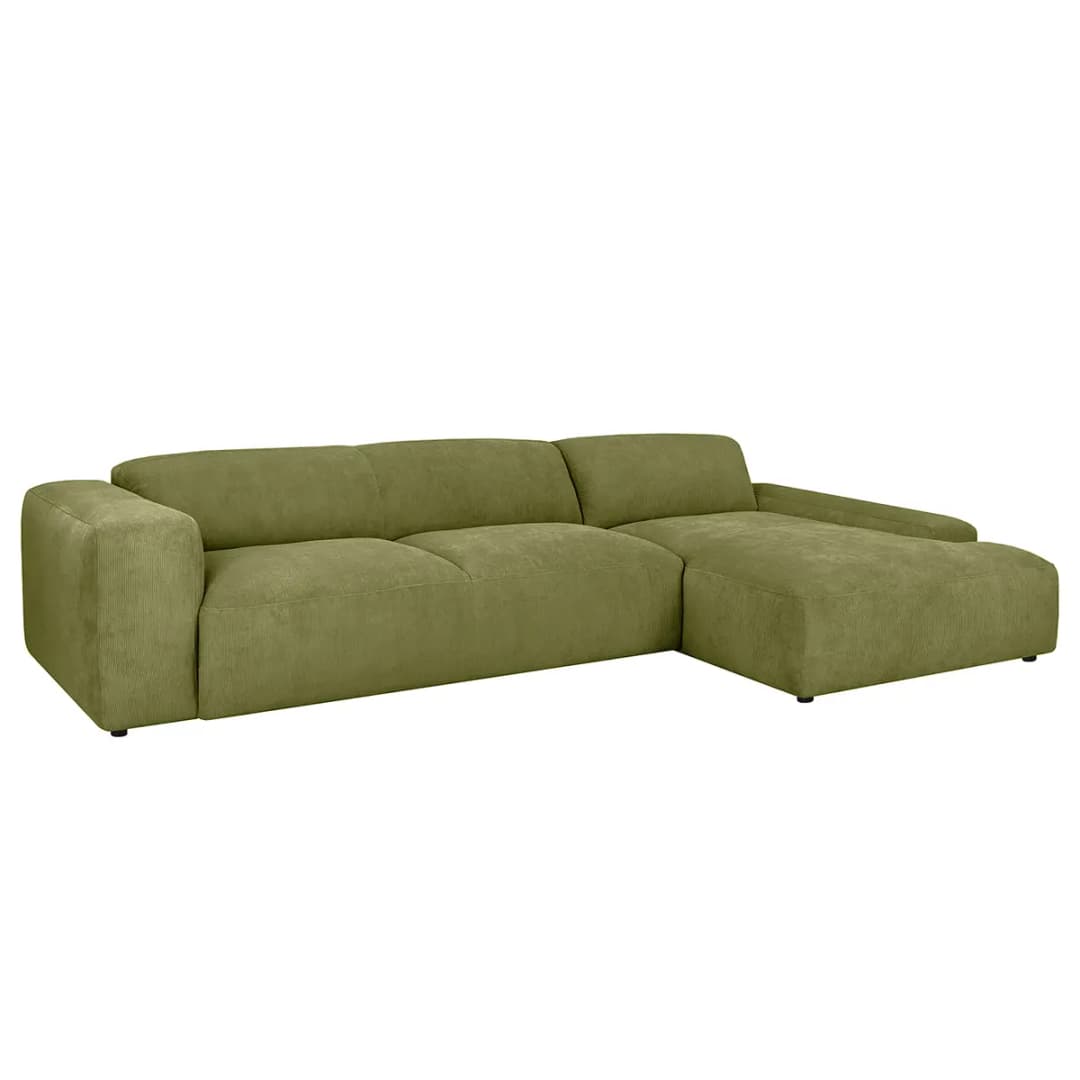 Ecksofa 3-Sitzer mit Longchair | Grün