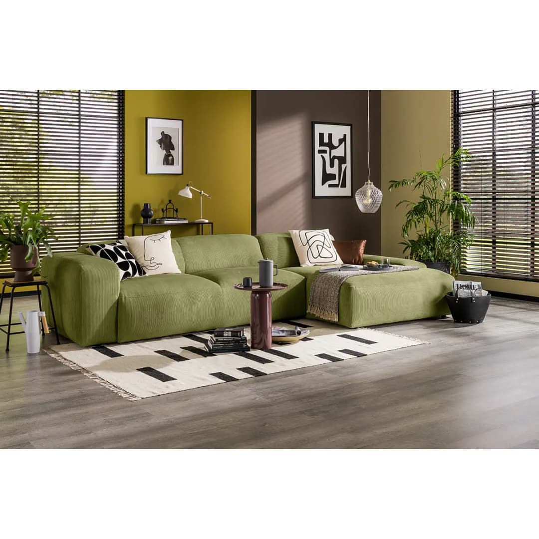 Ecksofa 3-Sitzer mit Longchair | Grün