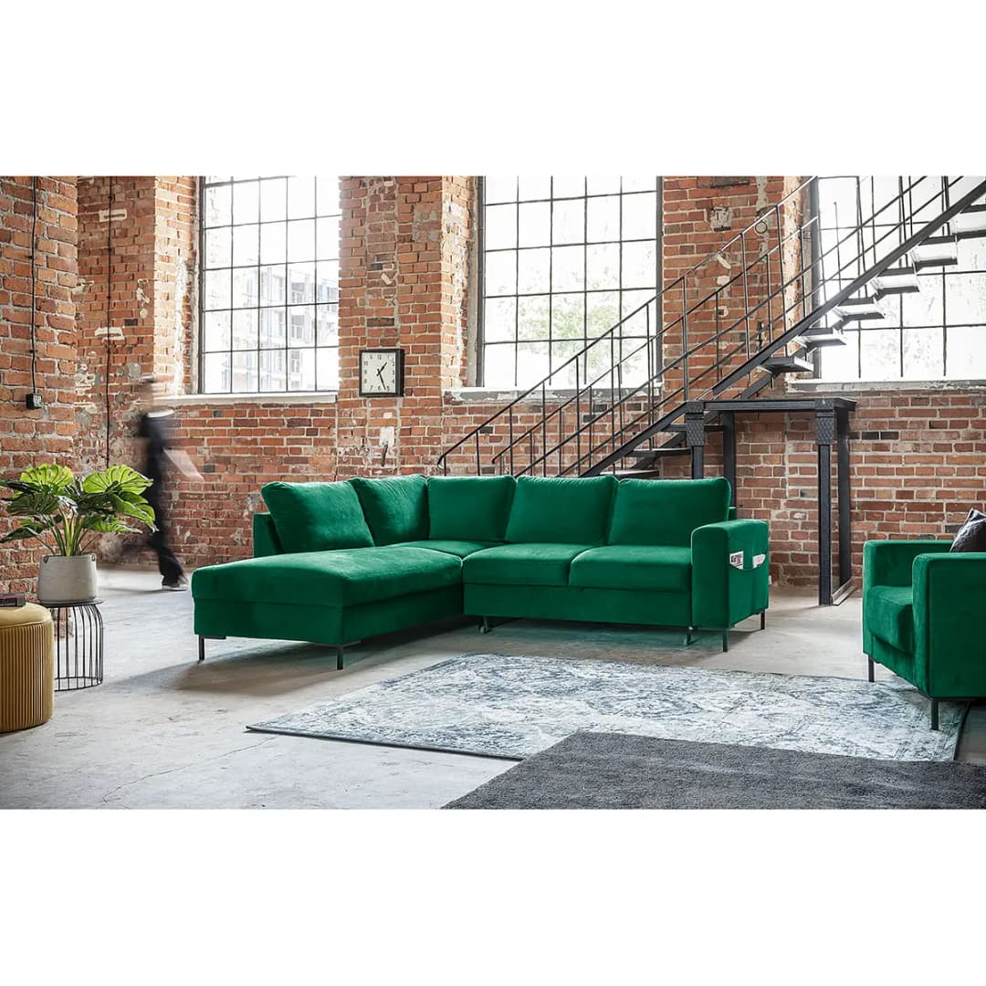 Ecksofa mit Ottomane Grün Samt Krysia | Grün
