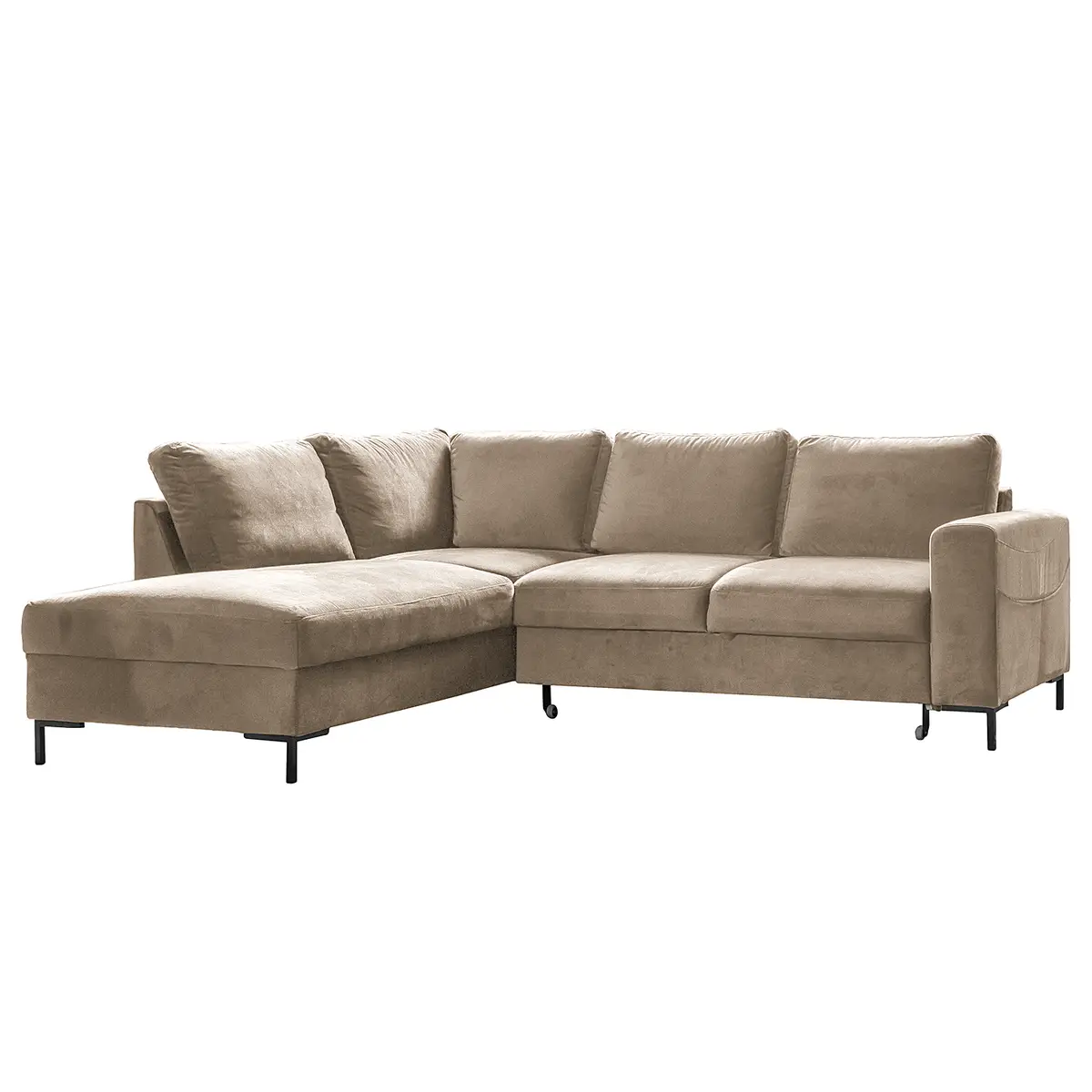 Ecksofa mit Ottomane Beige Samt Parmis | Beige