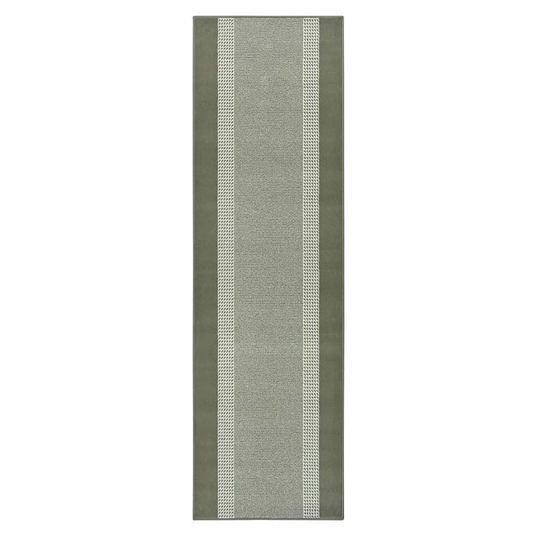 Kurzflorteppich Band Grün/Grün 200 x 290cm Webstoff | Grün