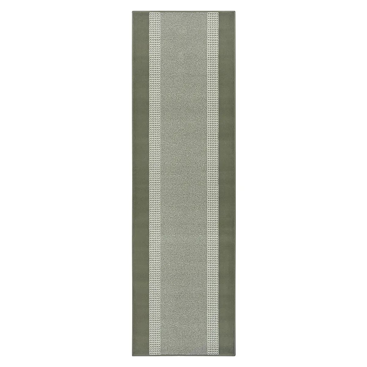 Kurzflorteppich Band Grün/Grün 200 x 290cm Webstoff | Grün