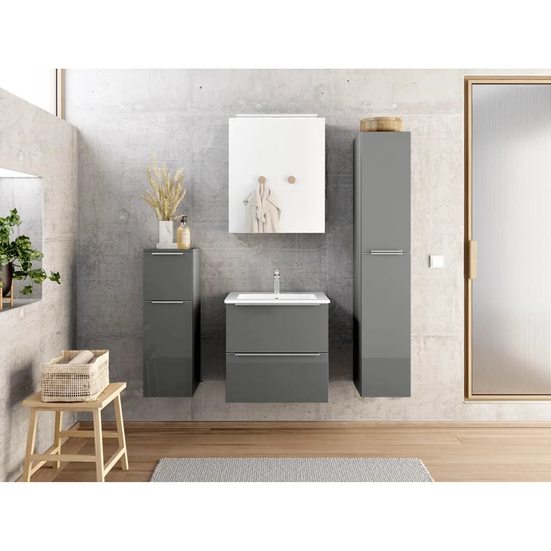 Spiegelschrank MYBA I 60cm Silber/Hochglanz Grau | Grau