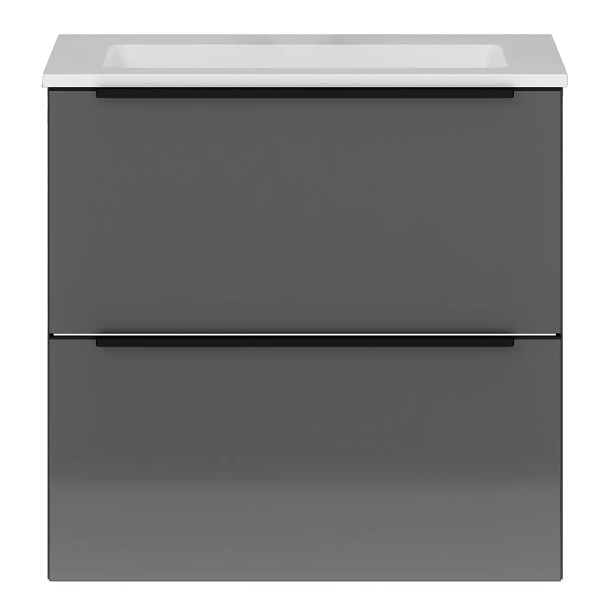 Waschtisch MYBA II 60cm Grau/Hochglanz Grau | Grau