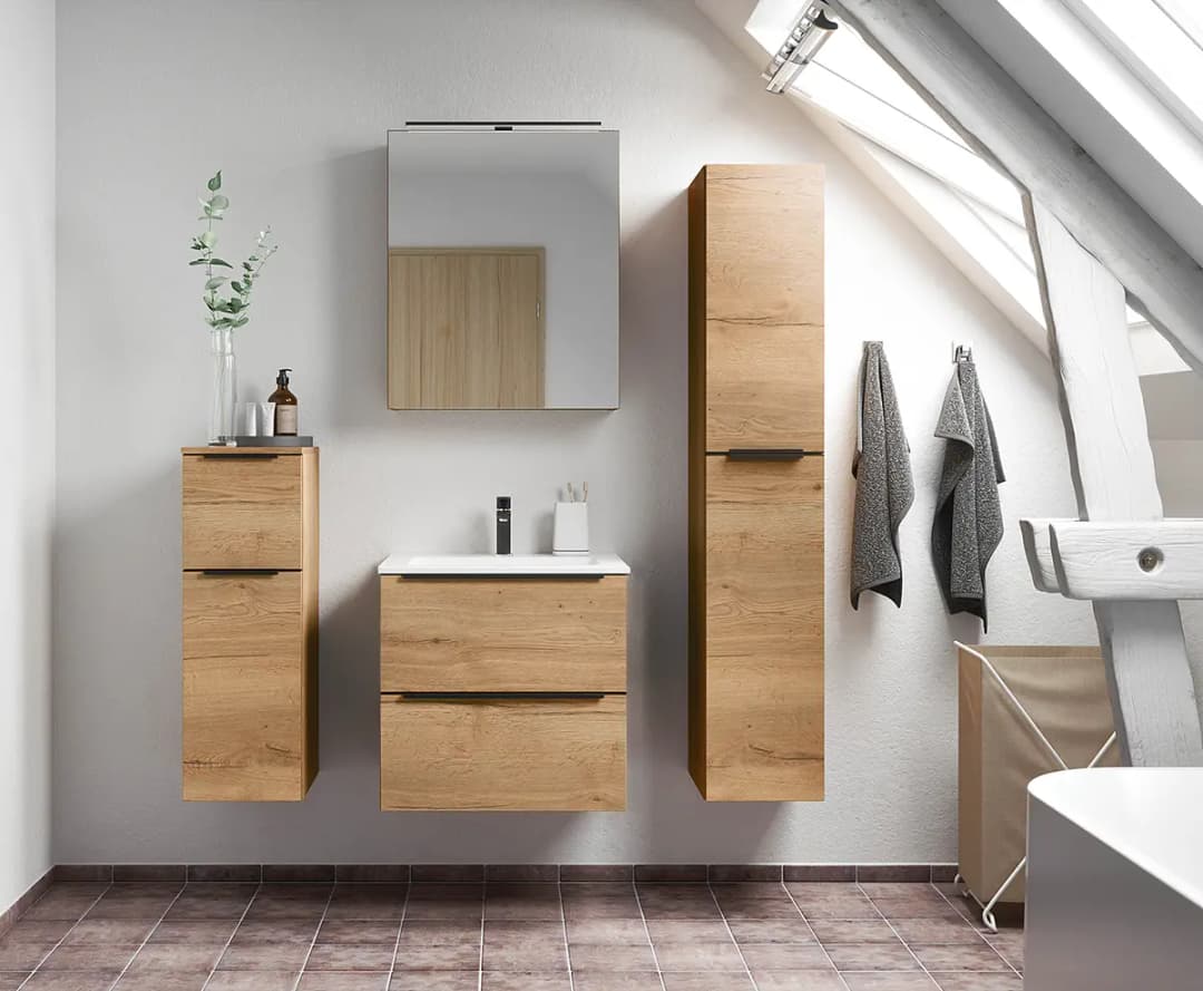 Badezimmerset MYBA VIII 4-teilig 120cm Braun/Eiche Dekor