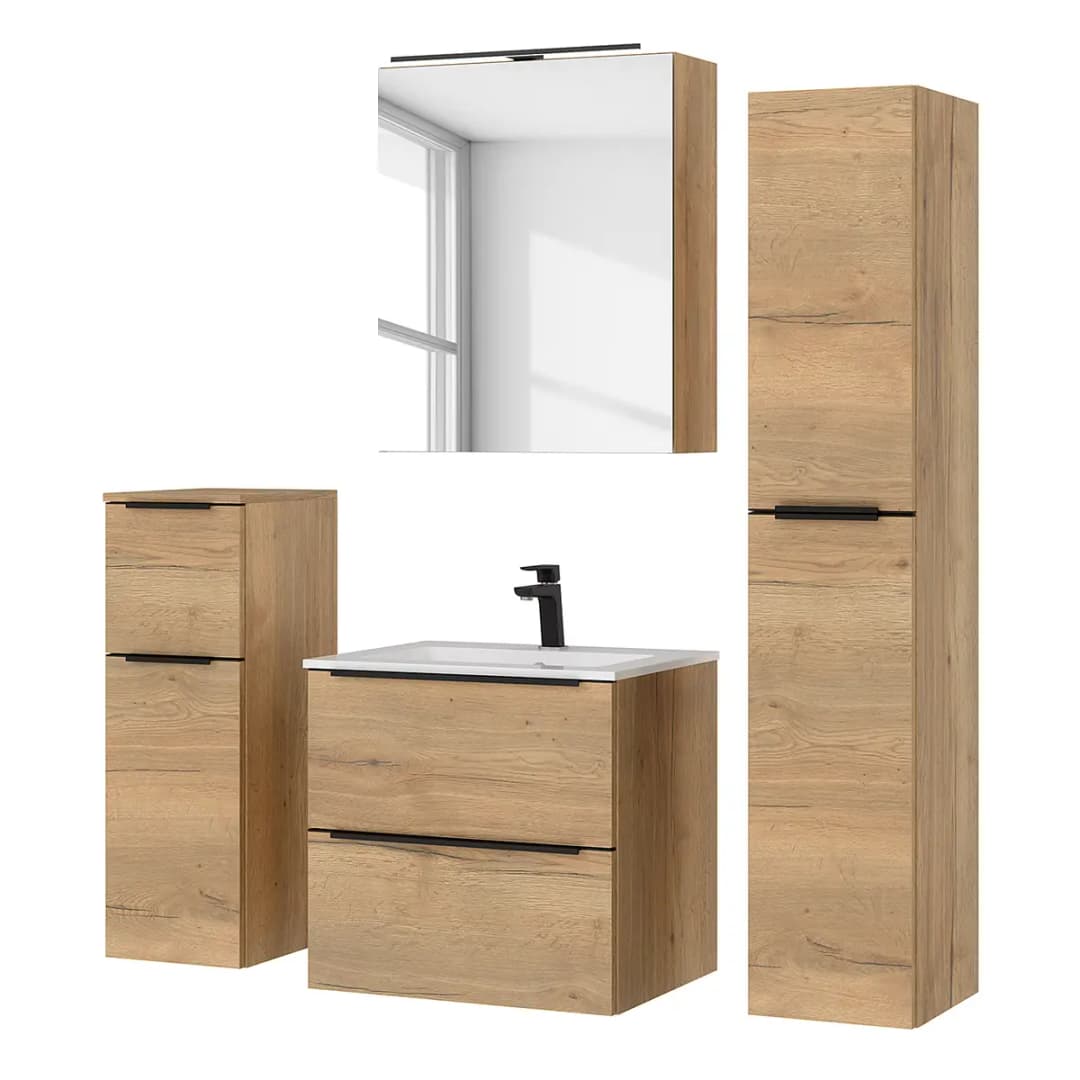 Badezimmerset MYBA VIII 4-teilig 120cm Braun/Eiche Dekor
