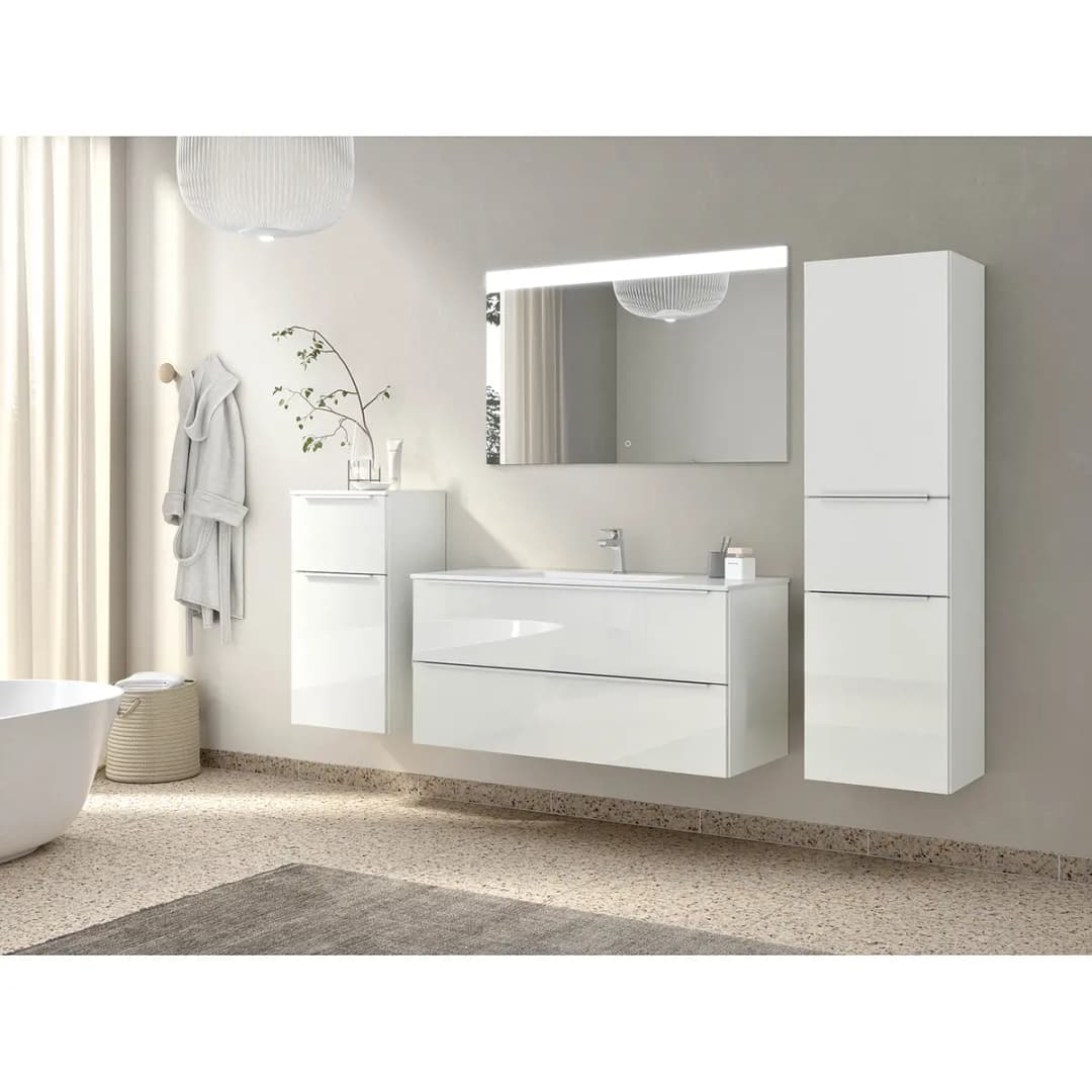 Badezimmerset MYBA V 4-teilig 210cm Weiß/Hochglanz Weiß | Weiß