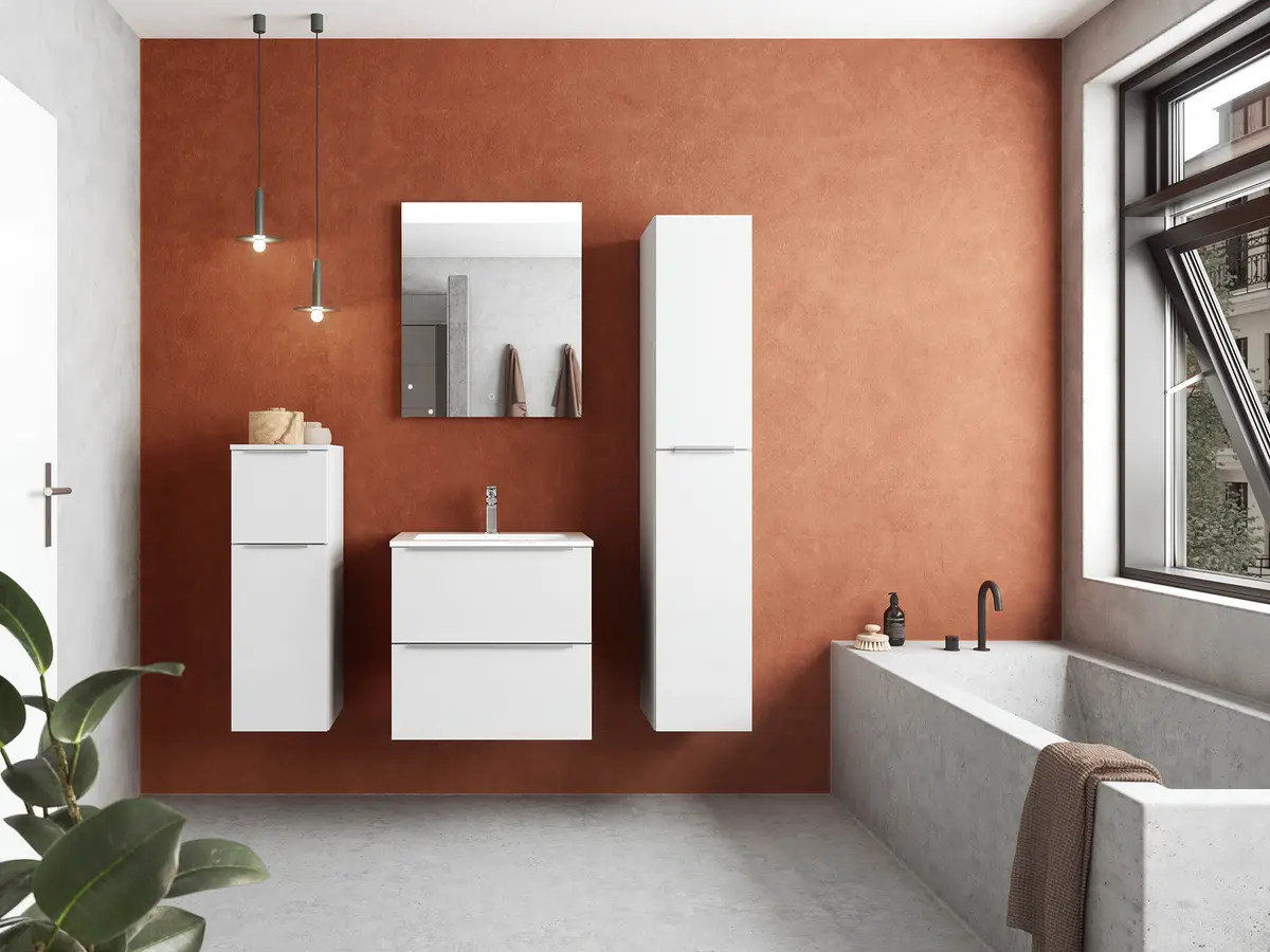 Badezimmerset MYBA I 2-teilig 60cm Weiß/Hochglanz Weiß | Weiß
