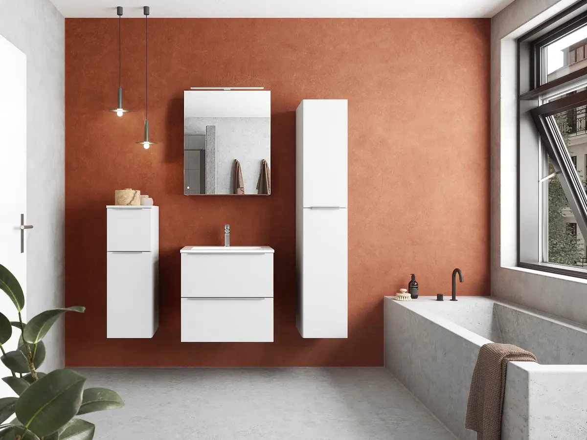 Badezimmerset MYBA III 2-teilig 60cm Weiß/Hochglanz Weiß | Weiß