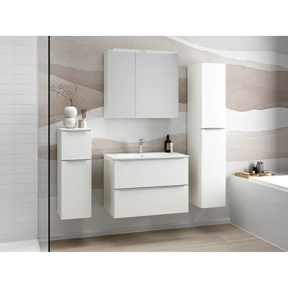 Badezimmerset MYBA III 2-teilig 80cm Weiß/Weiß | Weiß