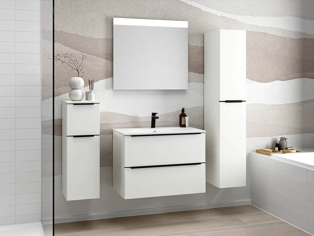 Badezimmerset MYBA II 2-teilig 80cm Weiß/Weiß | Weiß