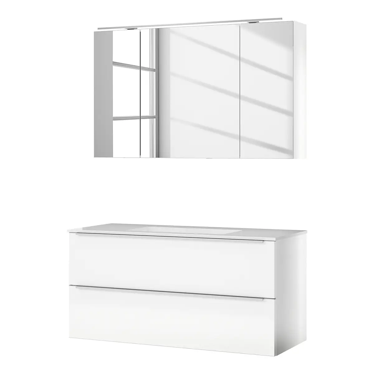Badezimmerset MYBA III 2-teilig 120cm Weiß/Hochglanz Weiß
