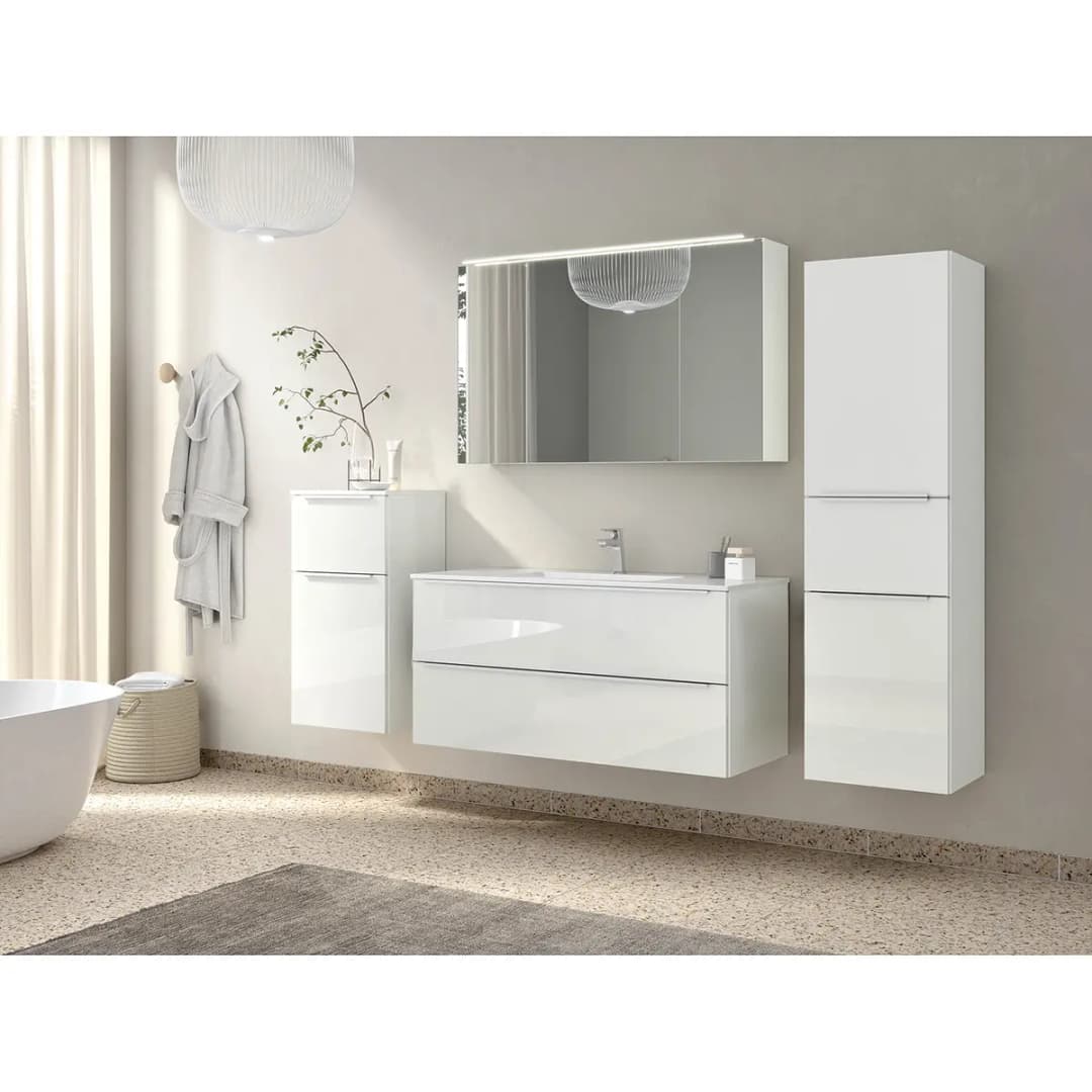 Badezimmerset MYBA III 2-teilig 120cm Weiß/Hochglanz Weiß