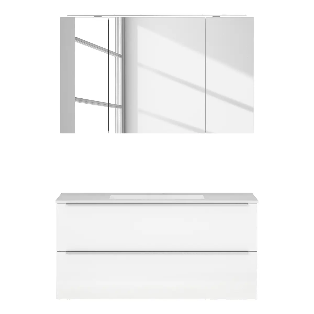 Badezimmerset MYBA III 2-teilig 120cm Weiß/Hochglanz Weiß