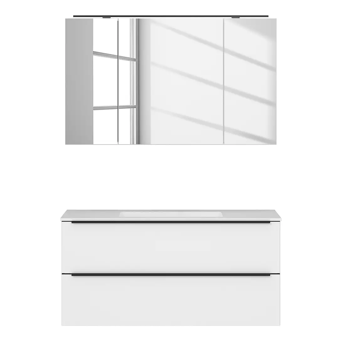 Badezimmerset MYBA IV 2-teilig 120cm Weiß/Weiß | Weiß