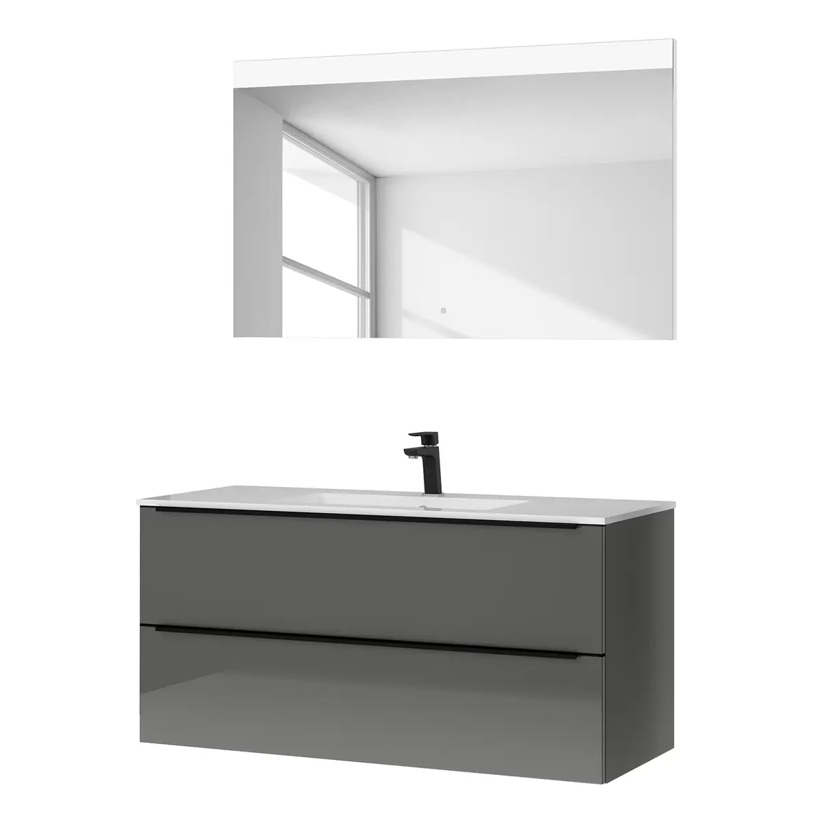 Badezimmerset MYBA II 2-teilig 120cm Grau/Hochglanz Grau | Grau