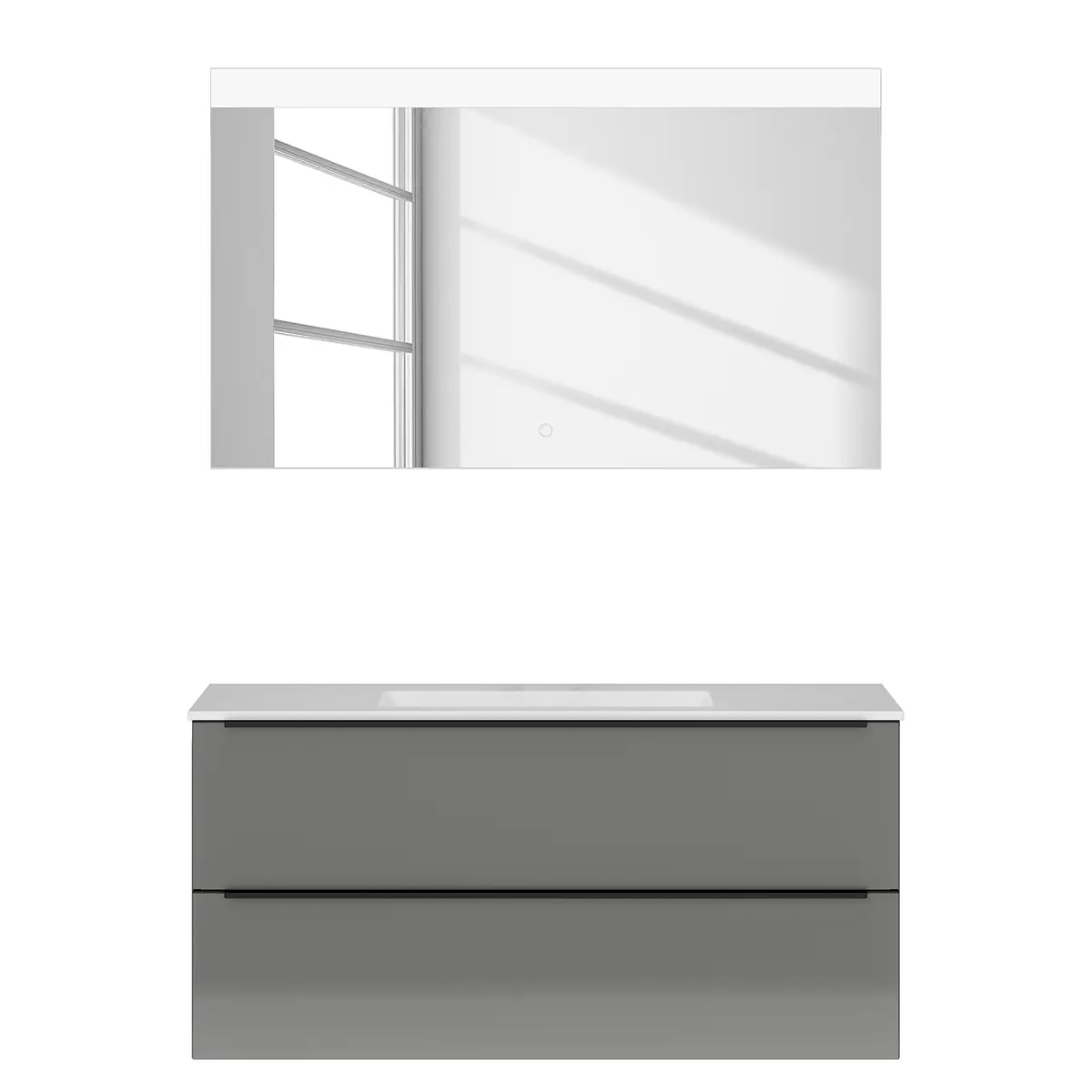 Badezimmerset MYBA II 2-teilig 120cm Grau/Hochglanz Grau | Grau
