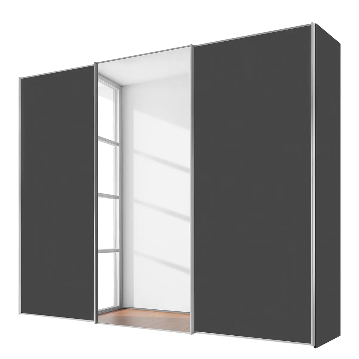 Schwebetürenschrank Typ D 280 x 222cm Grau/Graphit Classic Silber