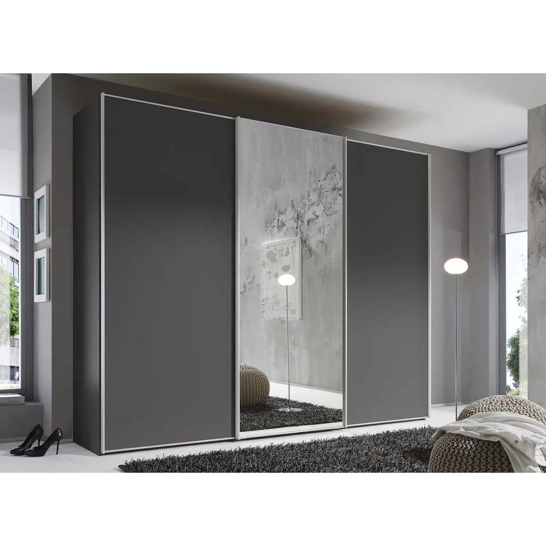 Schwebetürenschrank Typ D 280 x 222cm Grau/Graphit Classic Silber