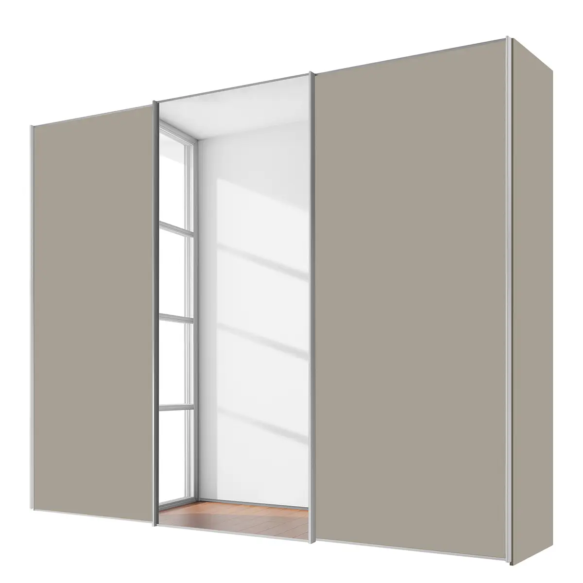 Schwebetürenschrank Typ D 280 x 240cm Braun/Sand Classic Silber