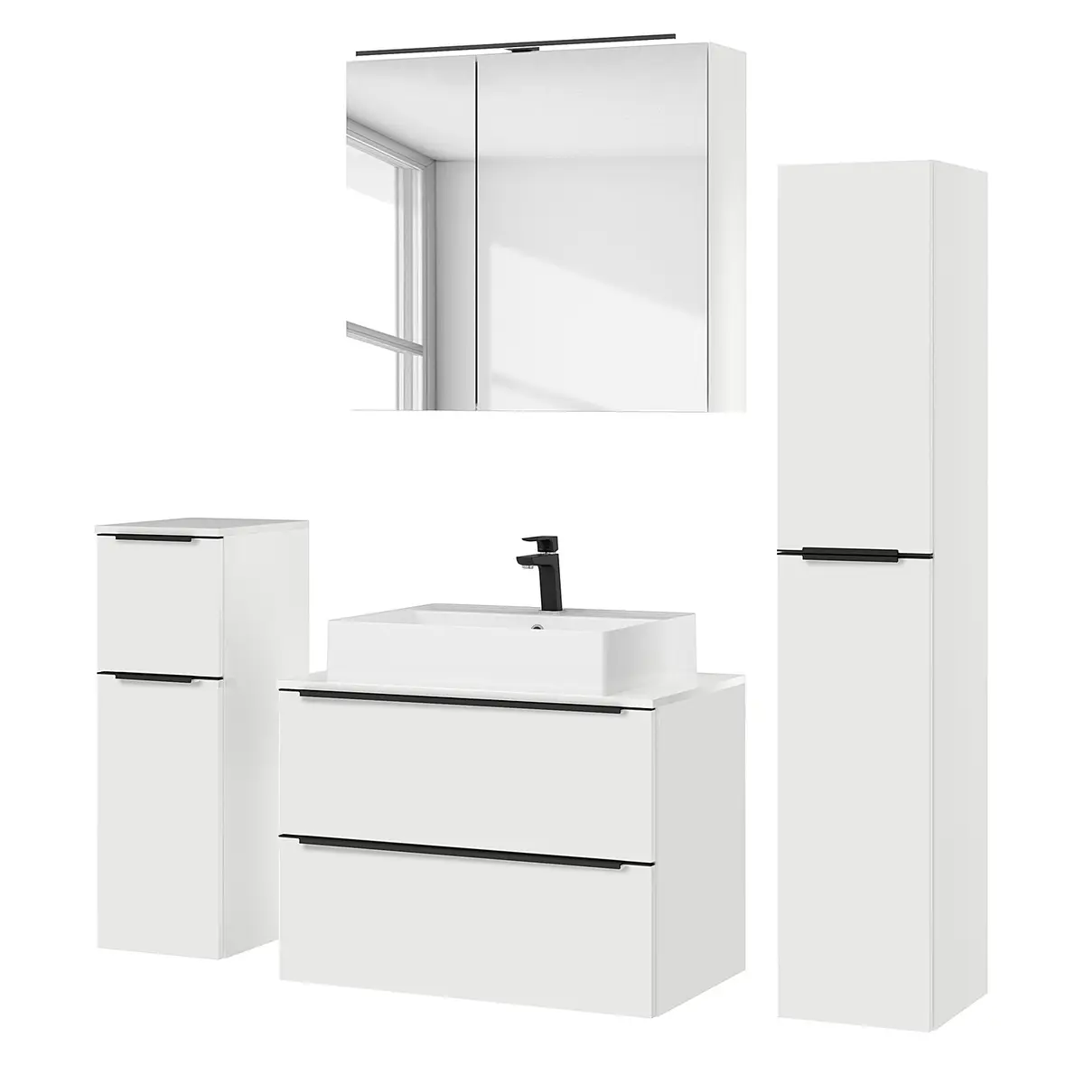 Badezimmerset MYBA XXV 4-teilig 140cm Weiß/Weiß | Weiß