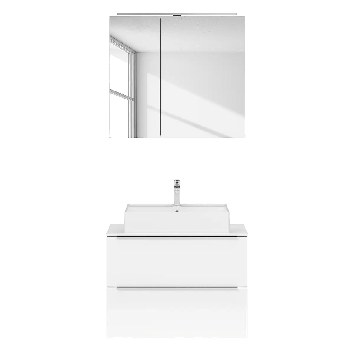 Badezimmerset MYBA XX 2-teilig 80cm Weiß/Weiß | Weiß