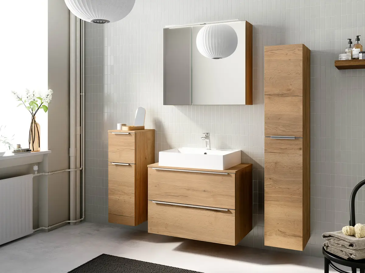 Badezimmerset MYBA XX 2-teilig 80cm Braun/Eiche Dekor | Braun