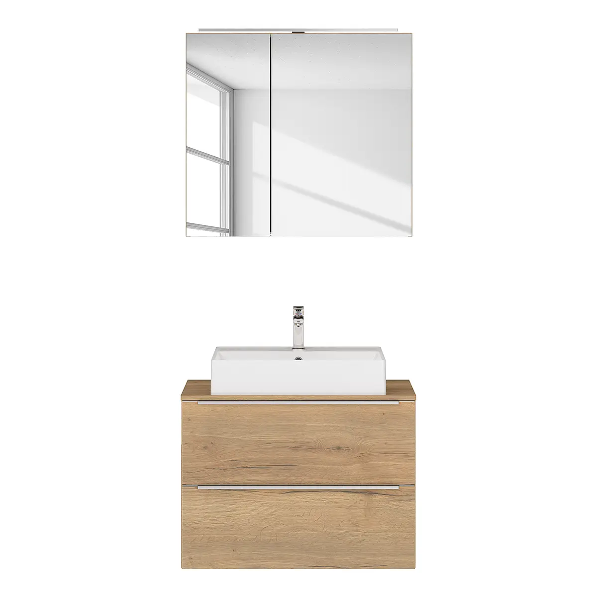 Badezimmerset MYBA XX 2-teilig 80cm Braun/Eiche Dekor | Braun