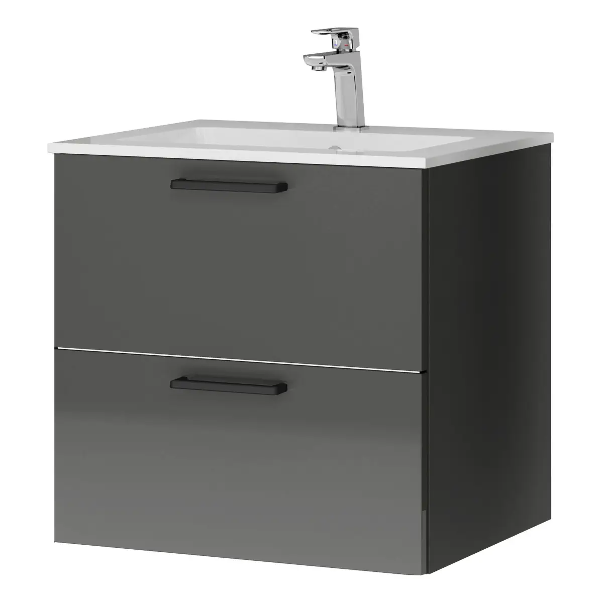 Waschtisch MYBA IV 60cm Grau/Hochglanz Grau | Grau