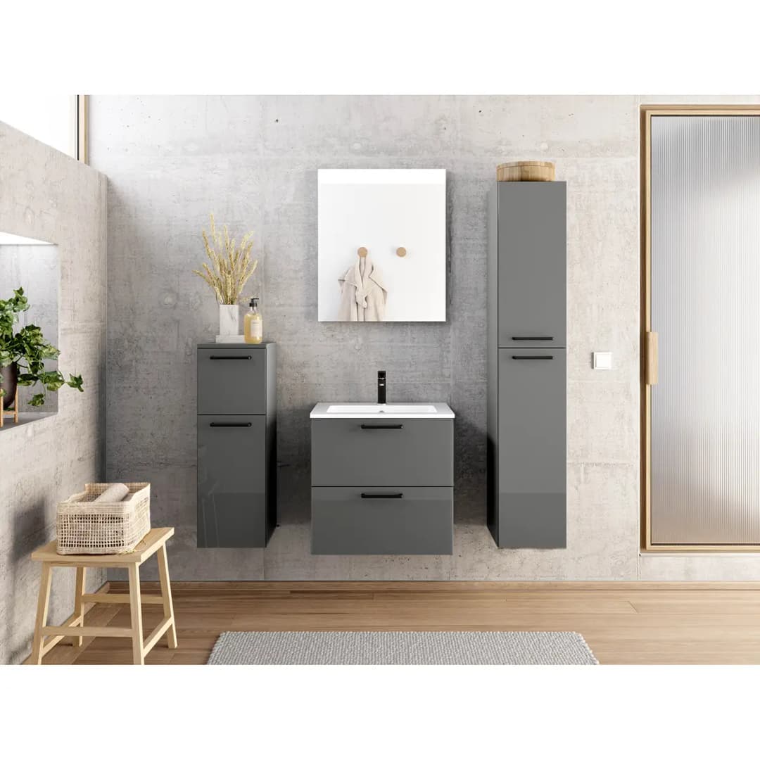 Waschtisch MYBA IV 60cm Grau/Hochglanz Grau | Grau