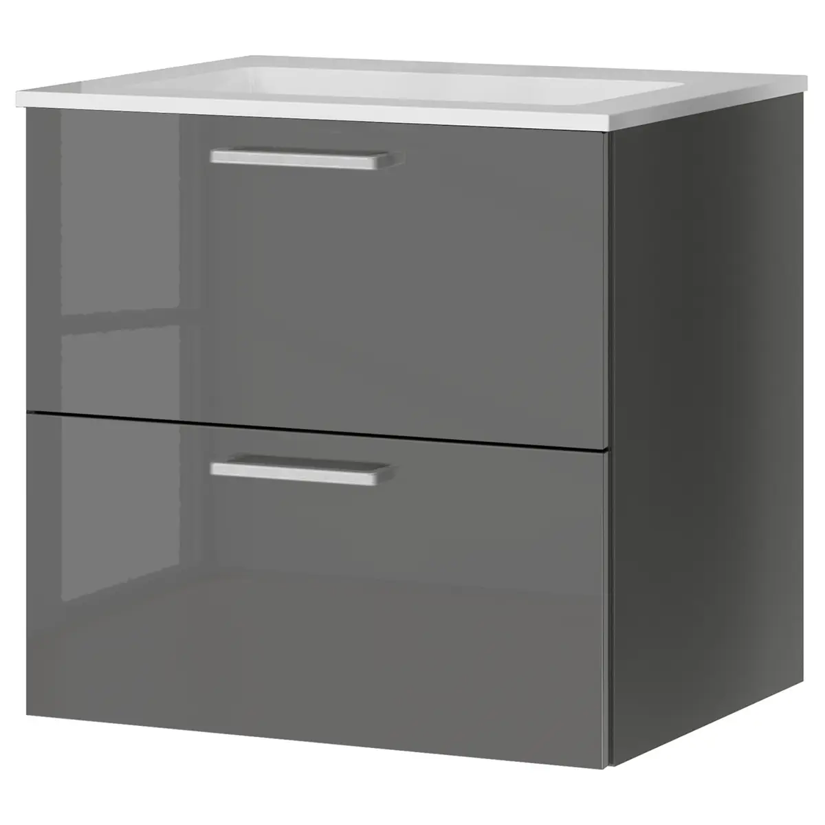 Waschtisch MYBA III 60cm Grau/Hochglanz Grau | Grau