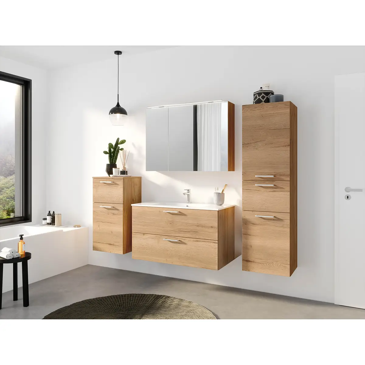 Waschtisch MYBA III 100cm Weiß/Eiche Dekor | Weiß