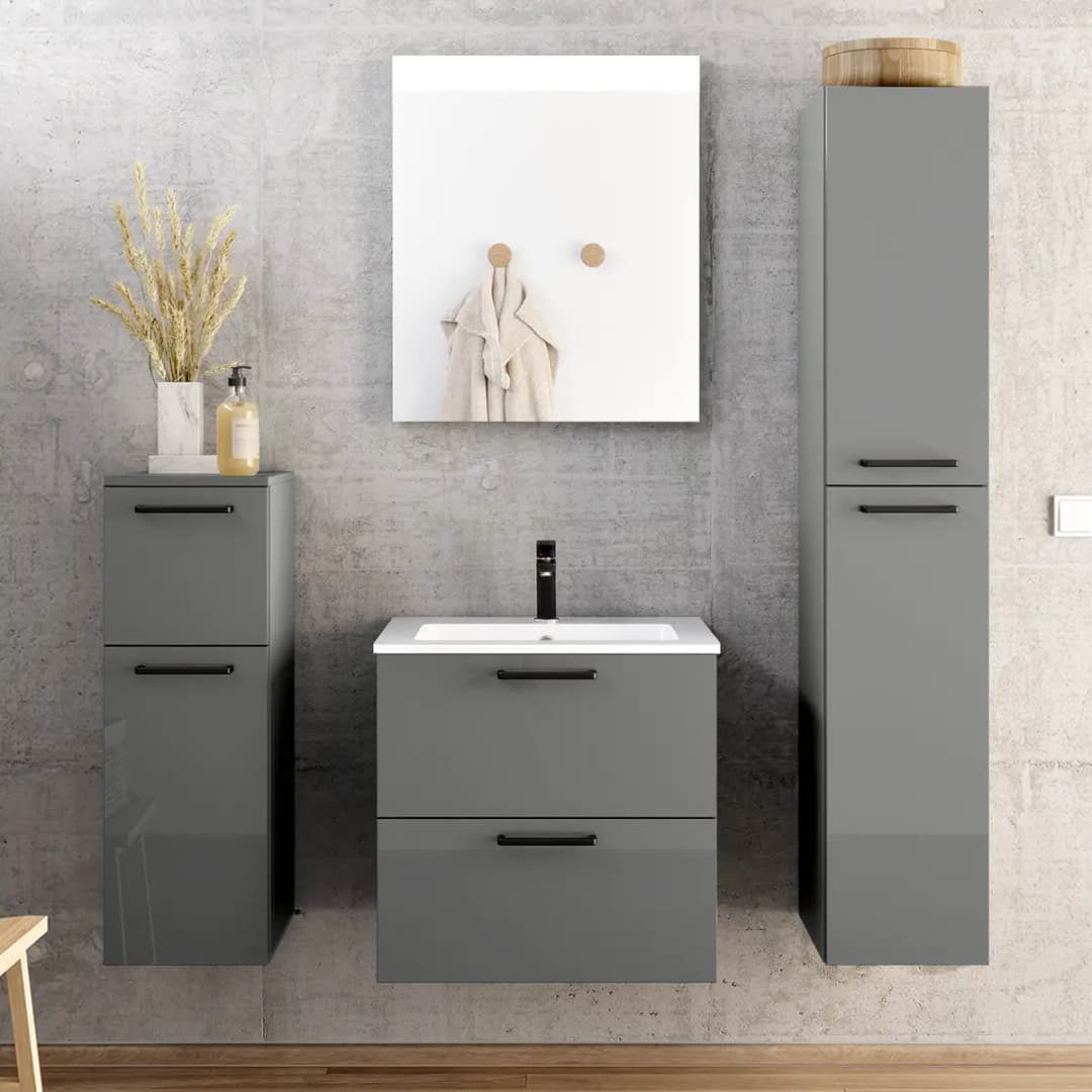 Badezimmerset MYBA XV 4-teilig 120cm Grau/Hochglanz Grau | Grau