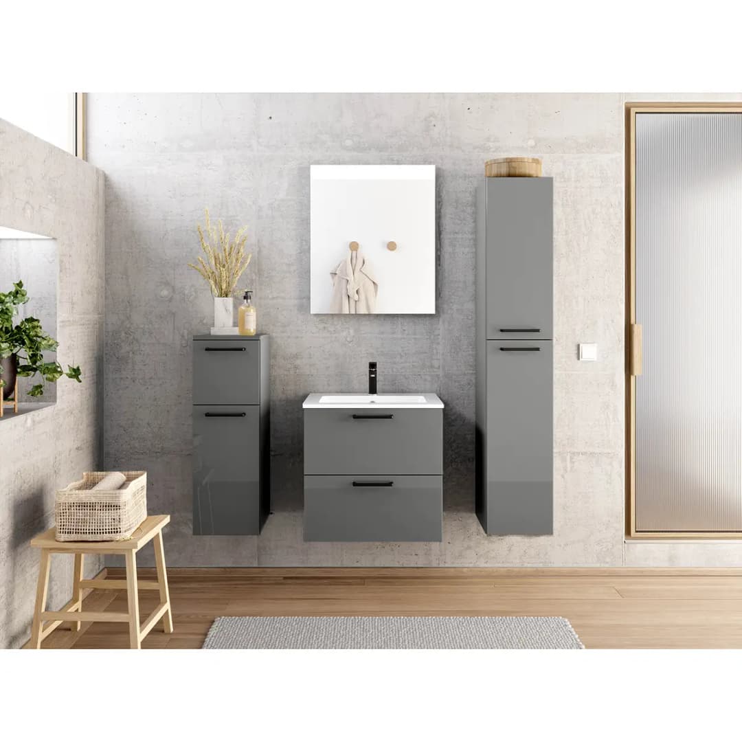 Badezimmerset MYBA XV 4-teilig 120cm Grau/Hochglanz Grau | Grau