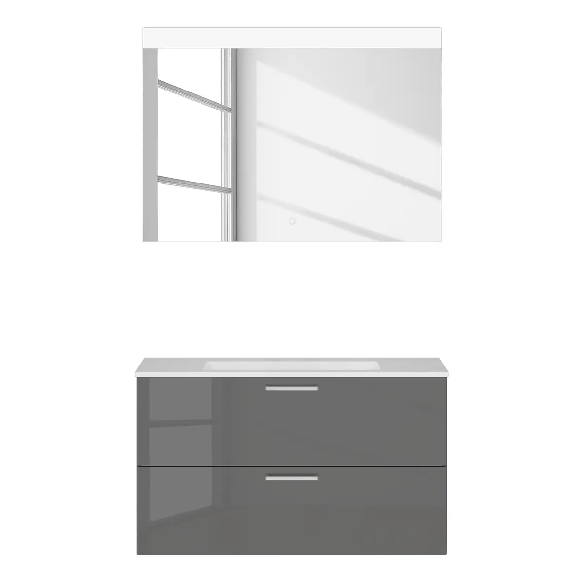 Badezimmerset MYBA IX 2-teilig 100cm Grau/Hochglanz Grau | Grau