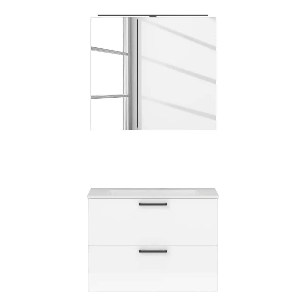 Badezimmerset MYBA XIII 2-teilig 80cm Weiß/Hochglanz Weiß