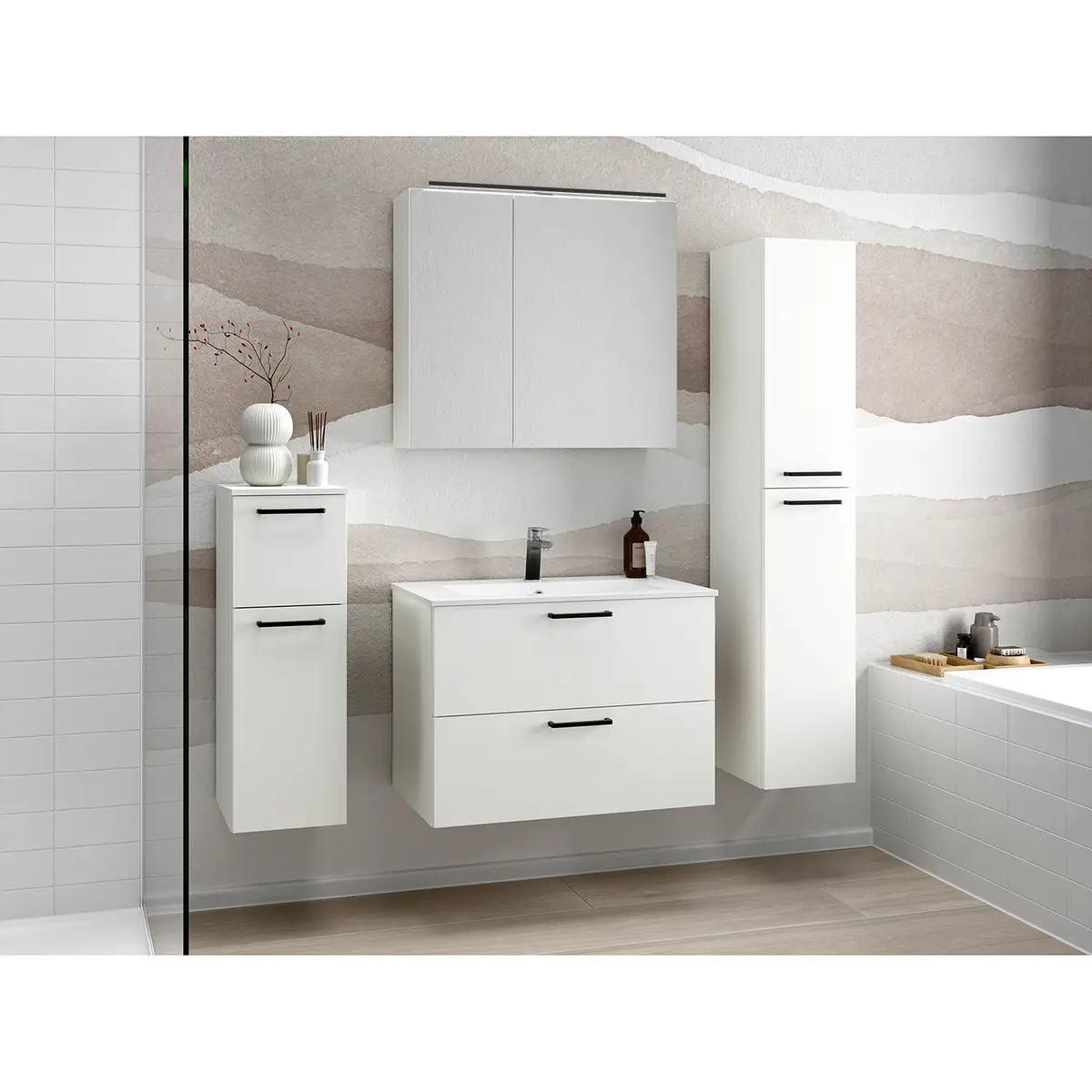 Badezimmerset MYBA XIII 2-teilig 80cm Weiß/Weiß | Weiß