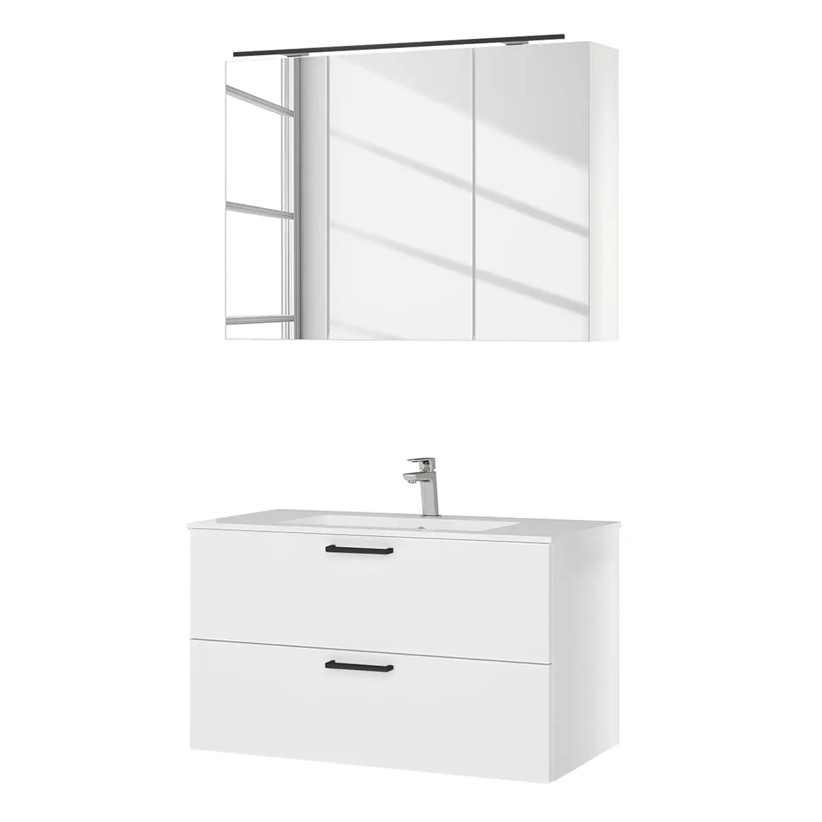 Badezimmerset MYBA XIII 2-teilig 100cm Weiß/Weiß | Weiß